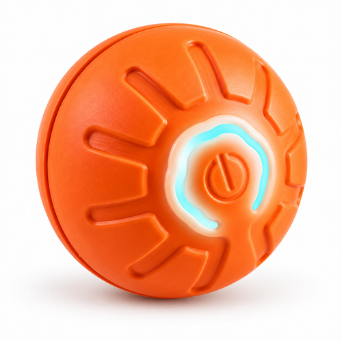 Orange Smart Interactive Pet Ball with Type-C charging indicator